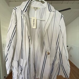Susan Graver White and Navy Striped Blazer
